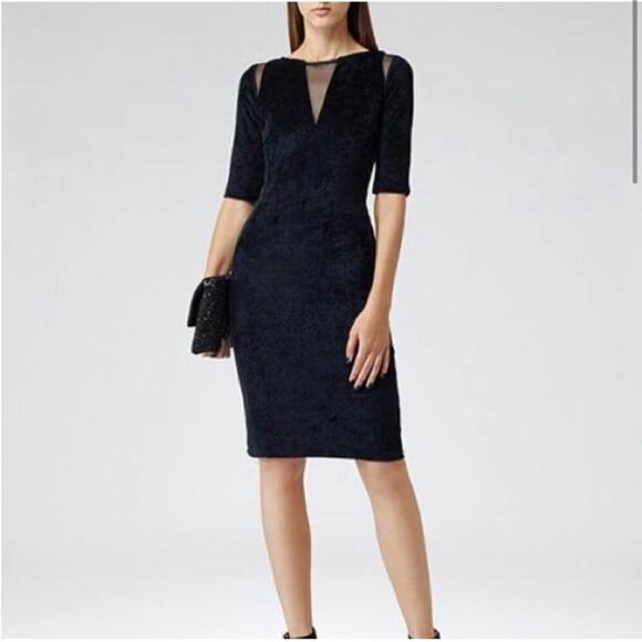 Reiss Hailey Crushed Velvet Cutout Dress - Picture 1 of 9